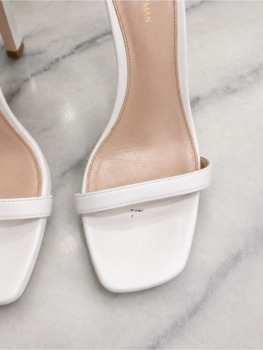 Stuart Weitzman White Leather Ankle Strap Heels – Size 8.5 - Picture 3 of 8